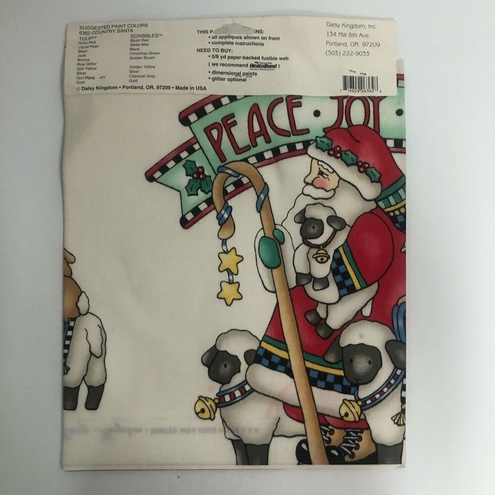 daisy kingdom no sew‎ fabric appliqué country santa christmas peace vintage